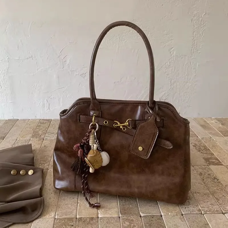 Women's Handbag Set Soft PU Leather Handbag Large Capacity Designer Single Shoulder Horizontal Bag