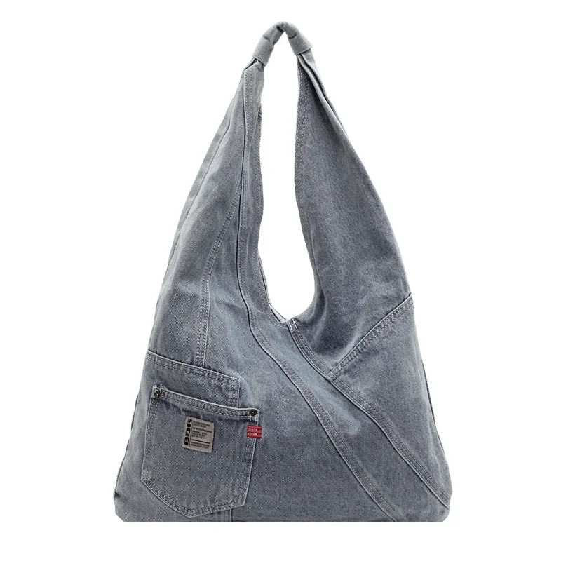 

Casual Solid Denim Large Capacity Shoulder Bags High Quality Simple Fashion Versatile Commute Tote Bags for Women 2025 Hot Sale