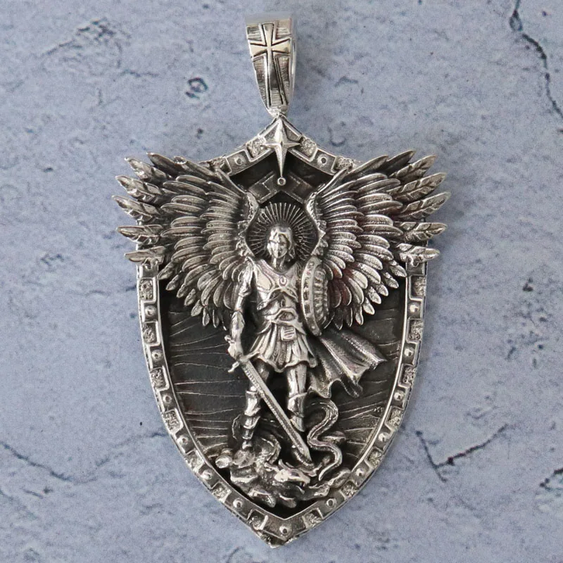 

13g This 925 silver pendant Captures Archangel Michael in celestial battle Gold Pendant Customized 925 SOLID STERLING Silver