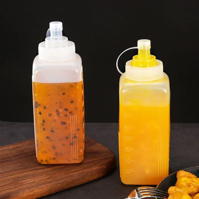 800-1000 ml Knijp Kruiderij Fles met Deksel plastic knijpfles Jam Salade Dressing Opslag Dispenser Keuken Accessoires