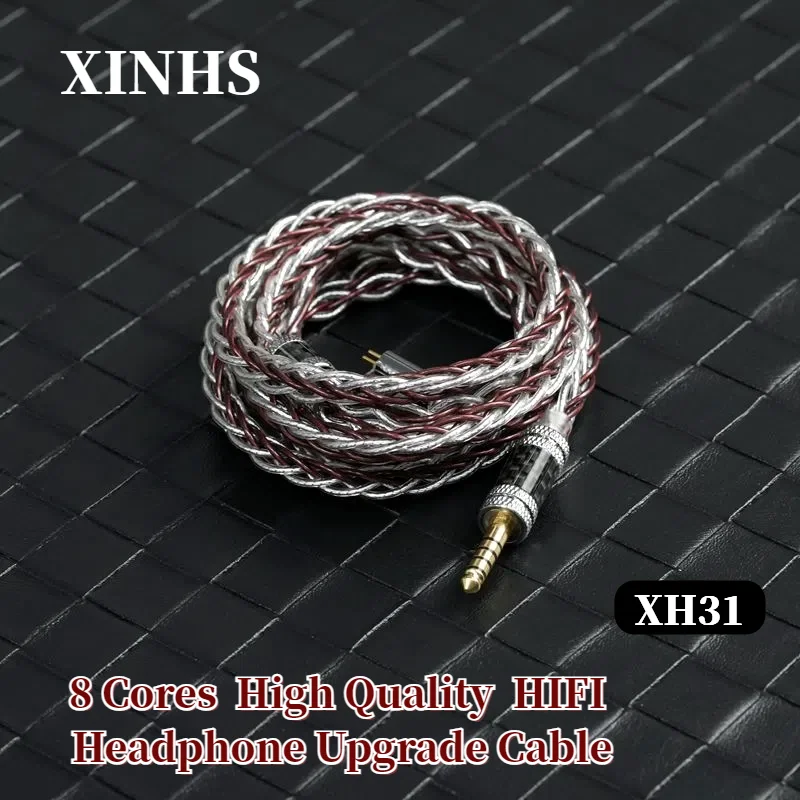 XINHS XH31 8 Cores 7N OCC High Conductivity + High Purity Silver Palladium-Plated HIFI Headphone Upgrade Cable QDC/IE900