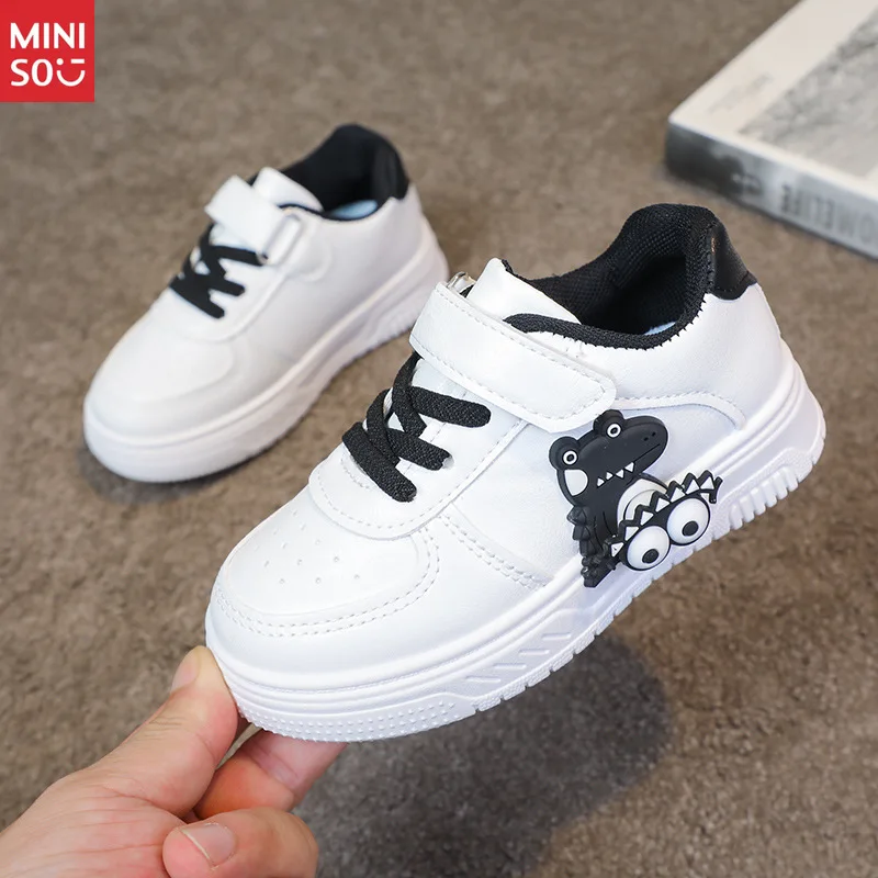حذاء قماش من Miniso Kids ذو رقبة منخفضة للفتيات باللون الأبيض والأولاد مسطح كارتوني لطيف كاجوال مريح للتنفس #3