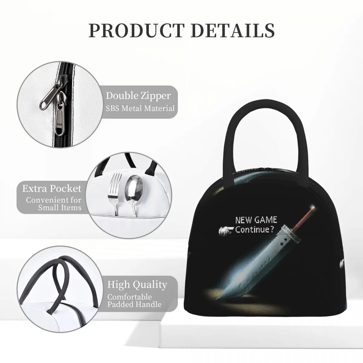 حقيبة غداء معزولة من فاينل فانتسي للنساء والأطفال، صناديق طعام مقاومة للتسرب، حقيبة غداء حرارية