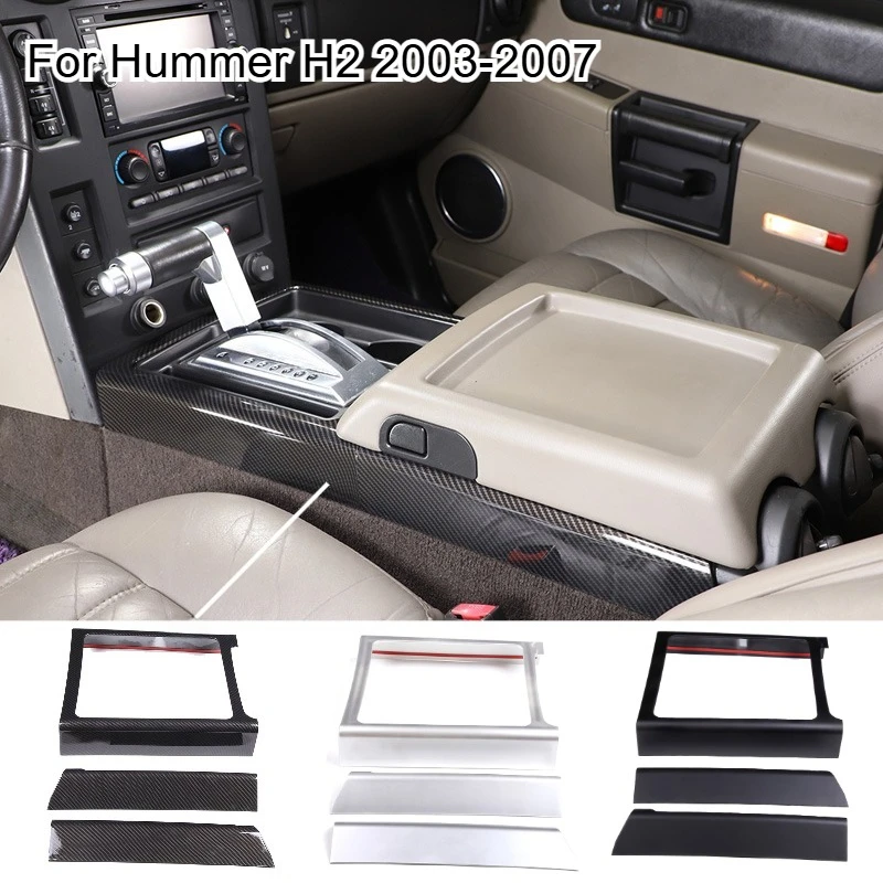 

Fit For Hummer H2 2003-2007 ABS Carbon Fiber/Silver Car Central Control Gear Outer Frame Decorative Stickers Car Accessories