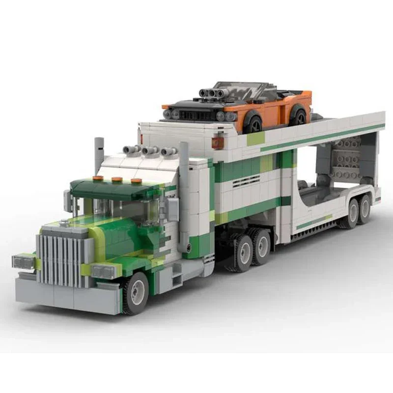 Série de veículos urbanos moc tijolos de construção carro transportador modelo tecnologia blocos modulares construção diy montagem brinquedos presentes