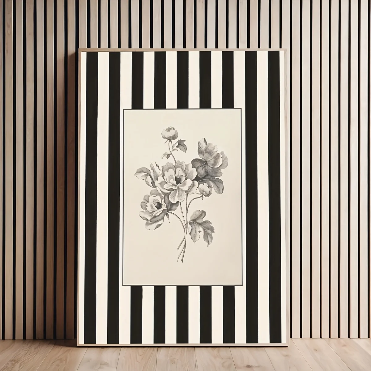 1pc Unframed Canvas Floral Poster, Black and White Minimalist Nature Line Drawing Print for Living Room, Bedroom, Bathroom De