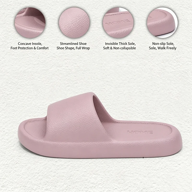 Thick Platform Cloud Beach Eva Slippers for Women Summer Solid Color Simple Soft Sole Sandals Couple's Non Slip Shower Slippers