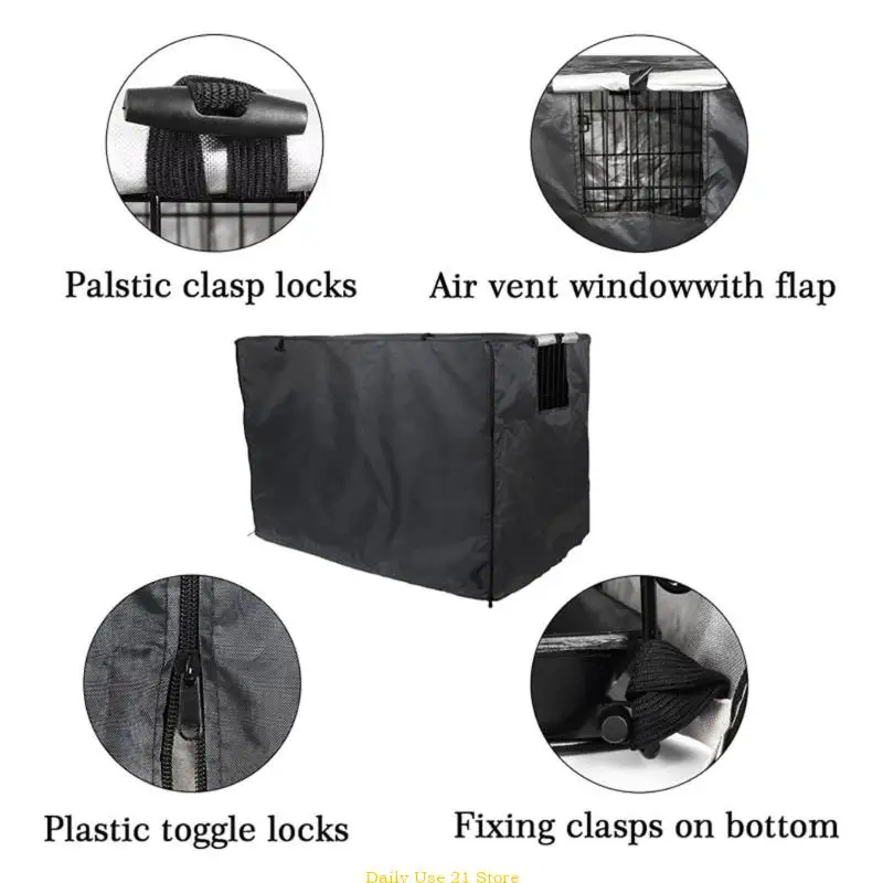 

Dog Crates Cover for Wire Crates, Cage Durable Waterproof Windproof 2 Door