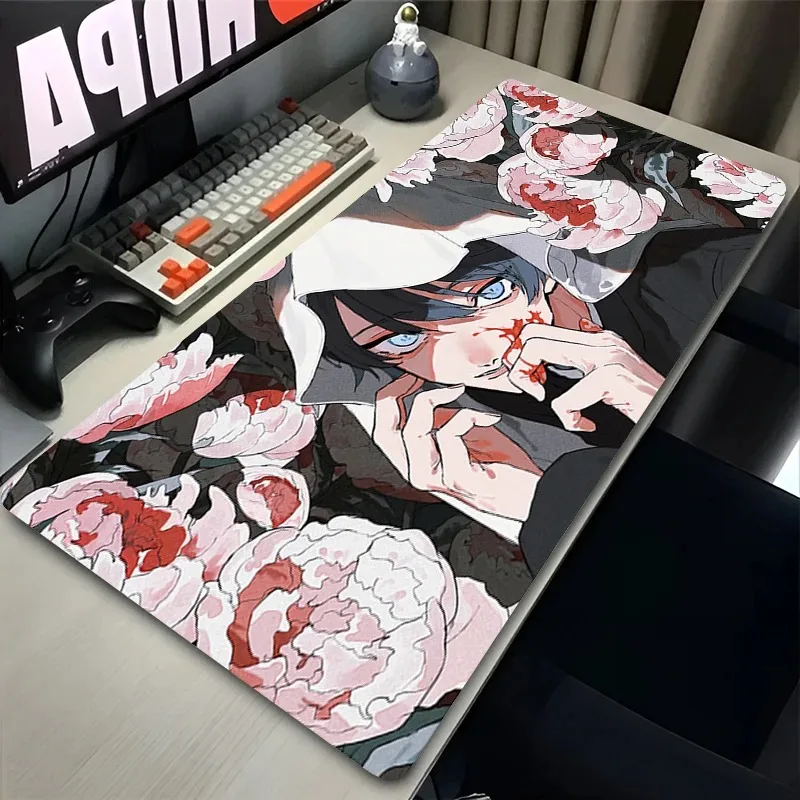 

Коврик для мыши Anime Boy Нескользящий настольный коврик для мыши Ноутбук Игровые аксессуары Коврик для клавиатуры ПК Розовый цветок Геймер Коврик для мыши для подростков Подарок