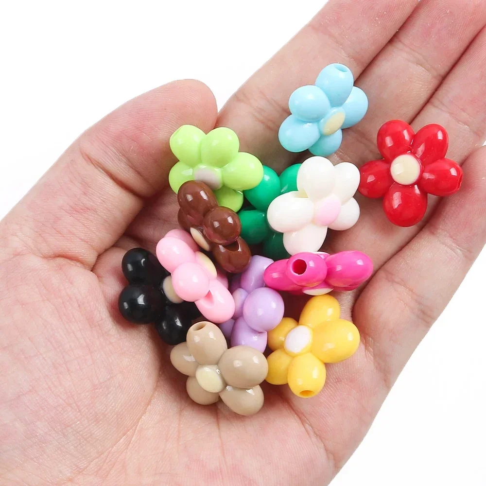 5Pcs/Lot Luminous Beads Big Flower Shape Acrylic Spacer Beads For Jewelry Making DIY Charms Bracelet Necklace Accessories