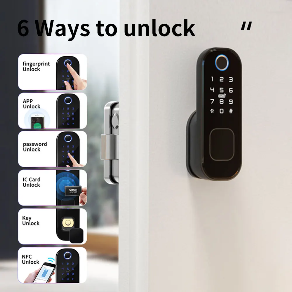 Tuya Fingerprint Door Lock Waterproof Outdoor Gate Smart Life Wifi Passcode IC Card Keyless Enter Electronic Lock with Metal Key