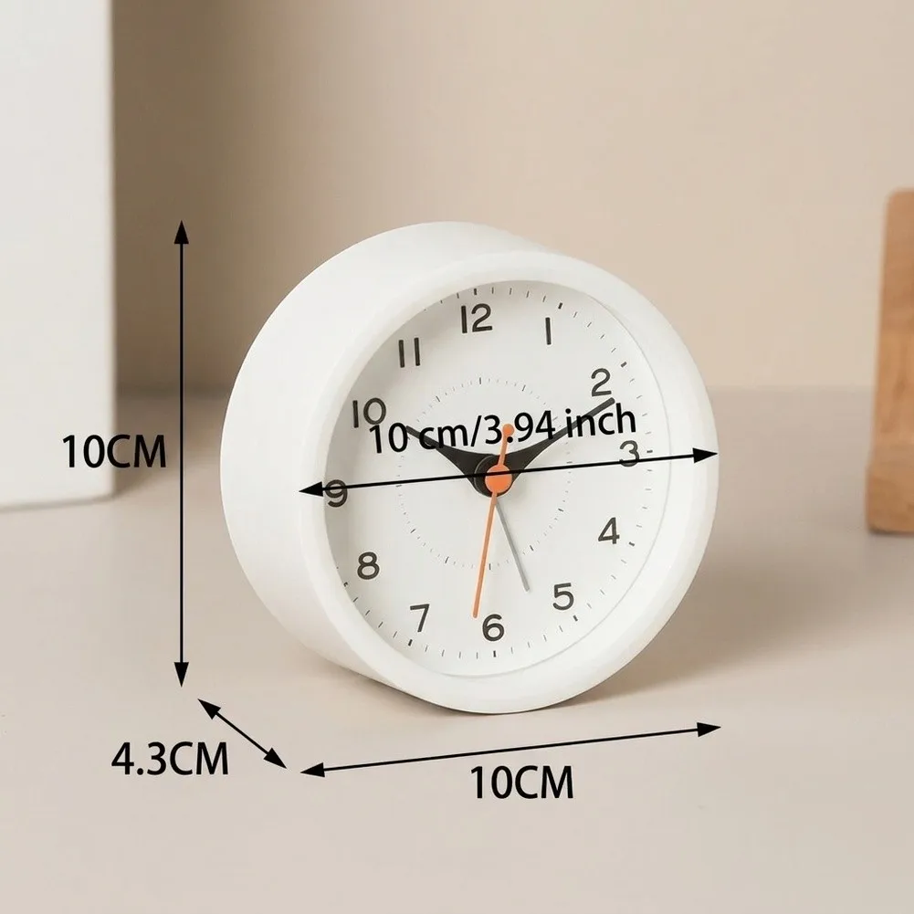 Round Digital Alarm Clock 10cm Silent Operation Plastic Clock for Students Bedroom Study Area Night Light Feature