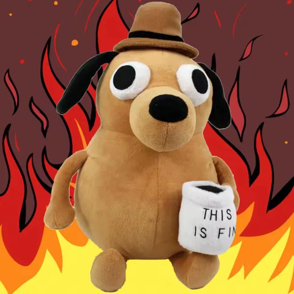

1/10 шт. This Is Fine Meme Coffee Dog, плюшевая игрушка, мягкая кукла, мягкие плюшевые животные, детская игрушка в подарок для детей, мальчиков на день рождения