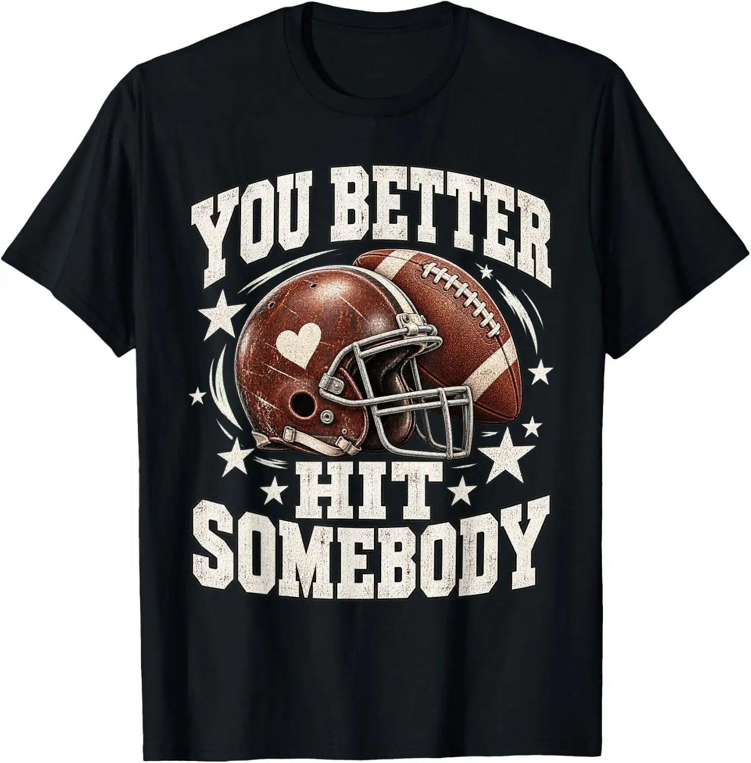 You Better Hit Somebody Retro Football Game Day Spirit Mom T-Shirt Cute Halloween Pumpkin Short-Sleeve Tee: Fun, Breathable, Pure Cotton, Stylish—Perfect for Sports, Lounging, or Casual Wear.