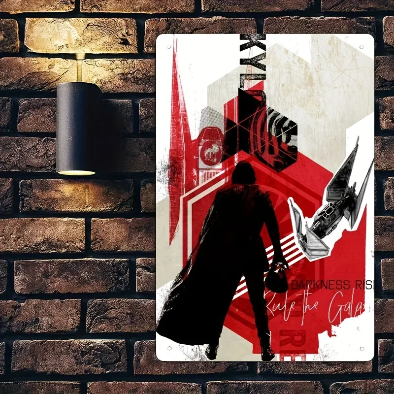 Retro Metal Tinplate Wall Art - Classic Iron Sign with Futuristic Robot & Spaceship Design, Vintage Home Decor for Bar, Cafe,