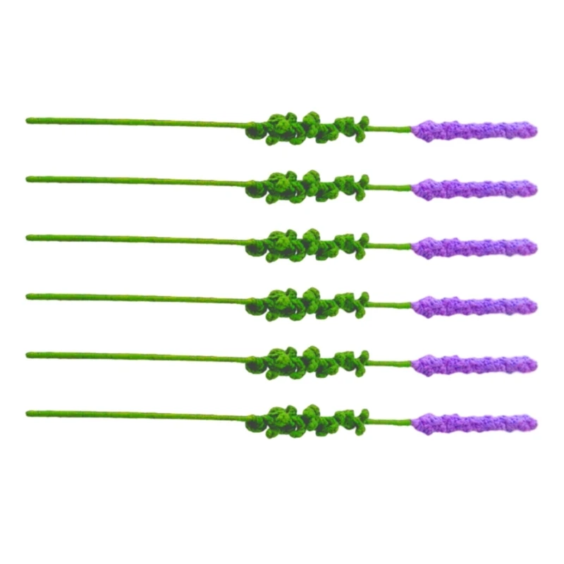 Artificial Wool Knitted Flowers Handmade Crochet Flower Bouquet Faux Fake Lavender Pick Home Office Kitchen Table Decor