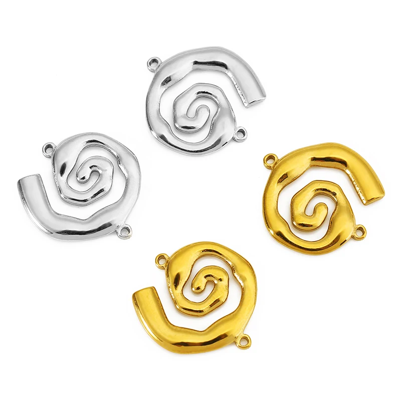 

5pcs Stainless Steel Gold Plated Double Hole Spiral Vortex Charm for DIY Earring Bracelet Jewelry Making Connectors Accessories