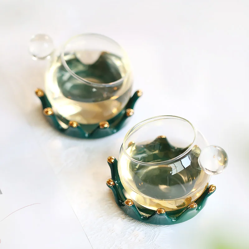 

Glass Cup European Luxury Coffee Cup Glass Tea Cup Set Ceramic Cup Plate