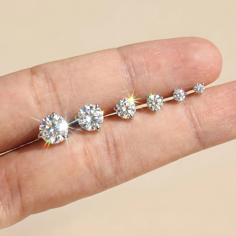 AIDE 925 Sterling Silber 1 Stück Sechsklauen Funkelnder Moissanit Damen Multi-Größen Flacher Rücken Knorpelpiercing Hochzeits-Brautgeschenk – Detail 14