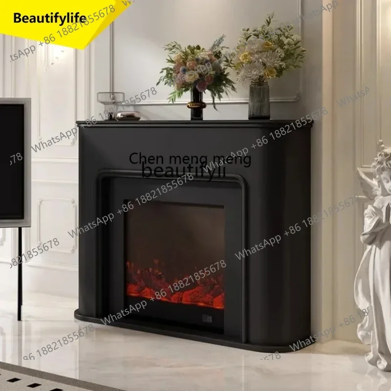 

E153 White French Retro Electronic Fireplace Decorative Cabinet Simulated Heating Electric Fireplace Fake Flame Fireplace Stand