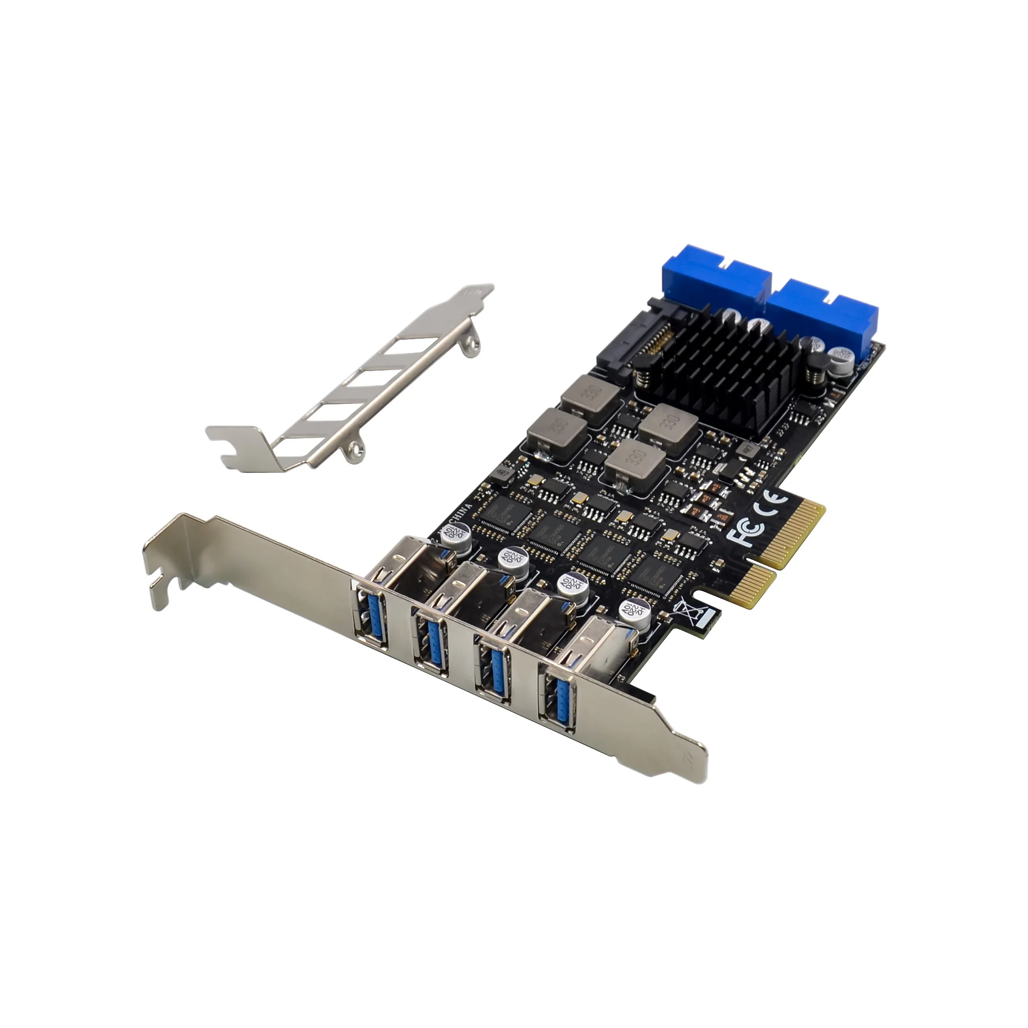 Sunweit st660factory em estoque pci-e x4 usb3.1 gen2 20 g/s auto-potência pcie 4 portas construir em cartão com 4 portas adicionais adicionais