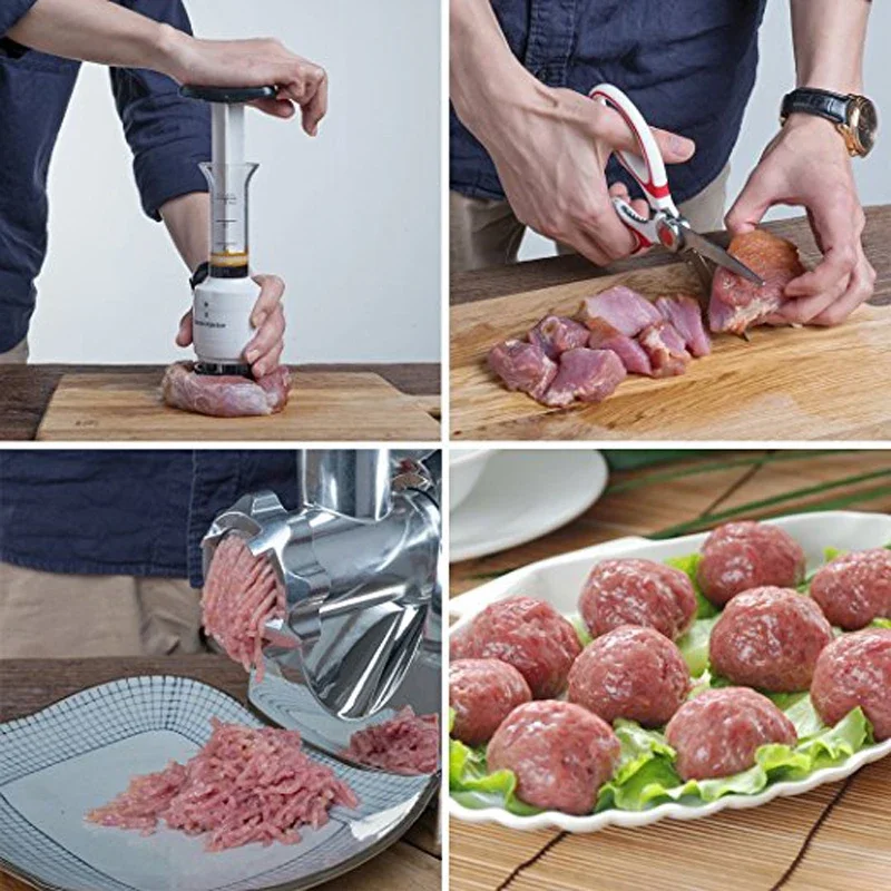 2-in-1 Professional Meat Tenderizer Marinade Injector BBQ Meat Steak Beef Sauce Tenderizer with Stainless Steel Needle