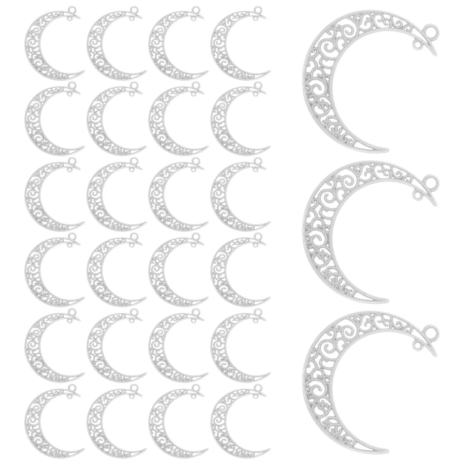 

40 шт. полых подвесок в форме полумесяца из сплава для изготовления ювелирных изделий, DIY ожерелий, браслетов, серег, винтажные филигранные шармы-подвески