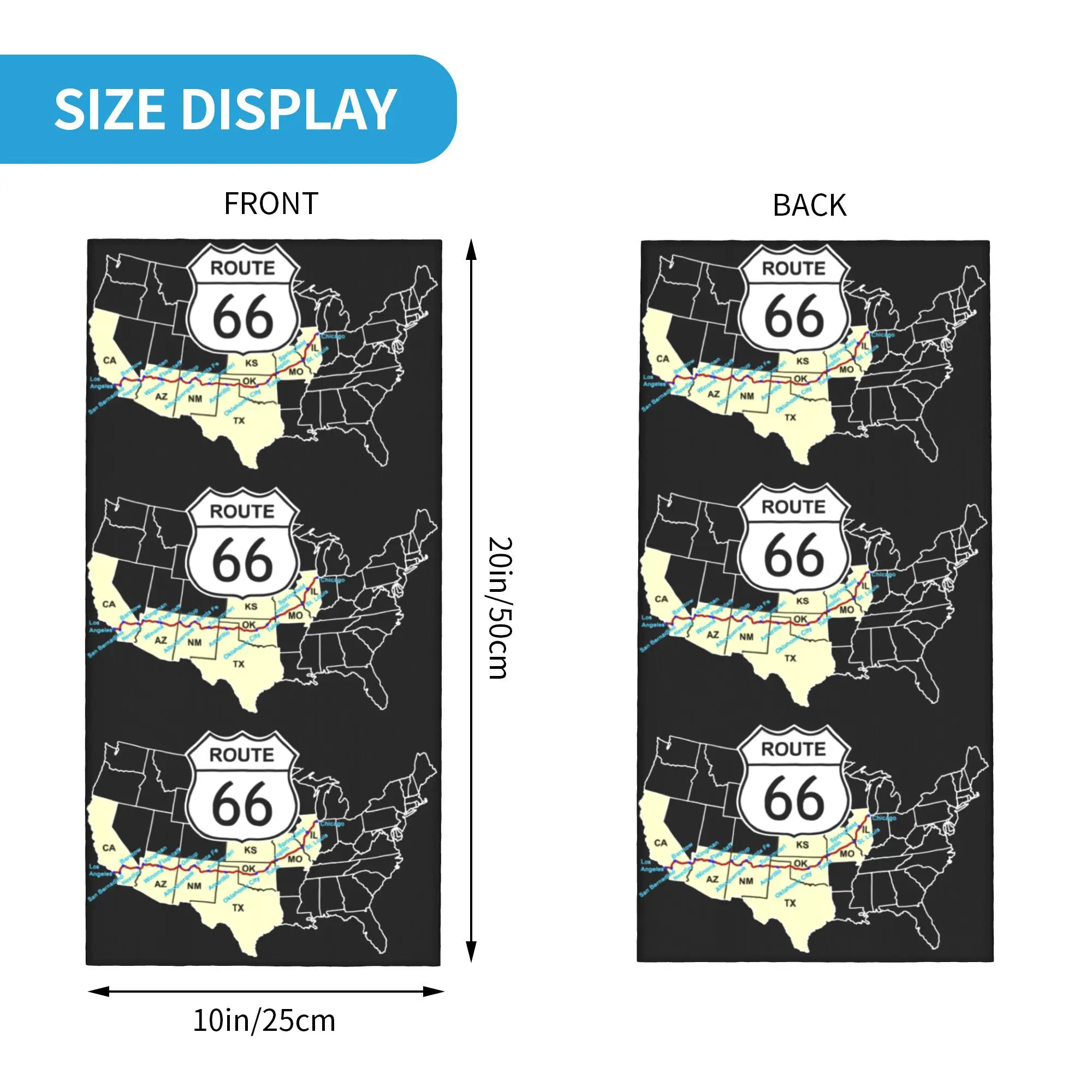 Route 66 Bandana Ghetta per il collo Stampata Madre Strada Americana Retro Oldschool Wrap Sciarpa Calda Sciarpa da ciclismo Escursionismo per Uomo Donna