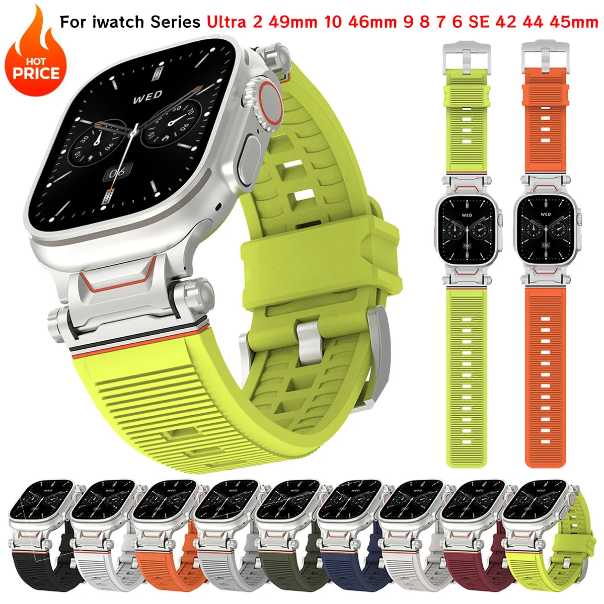 لساعة أبل الترا 2 الفرقة 49 مللي متر لينة سيليكون لا فجوات حزام سوار ل iWatch سلسلة 10 46 مللي متر 9 8 7 6 SE 42 44 45 مللي متر معصمه