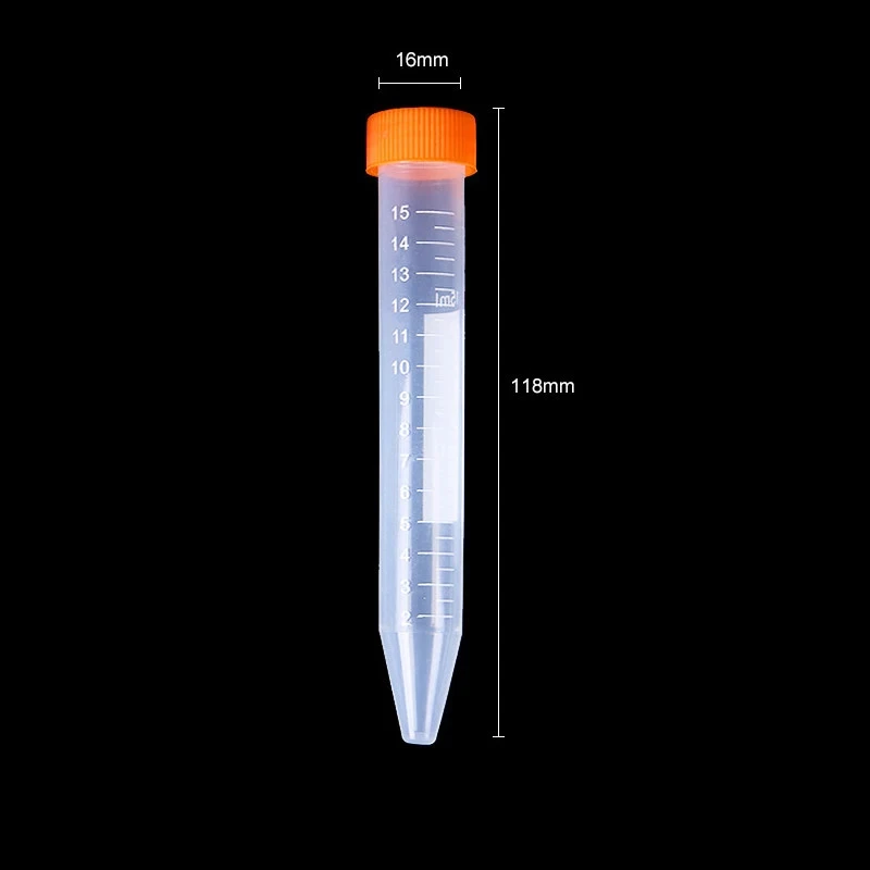 15ml Conical Bottom Plastic Lab Centrifuge Tubes Laboratory Test Tubes with Screw Cap and Graduation Frozen Vial Container