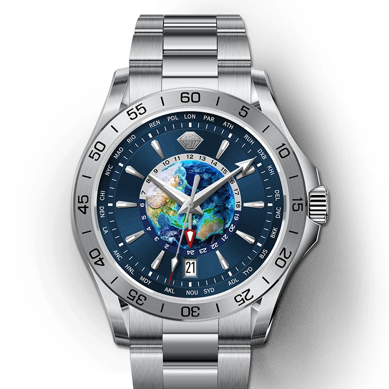 Montre mécanique pour homme LOBINNI L19067, acier inoxydable, saphir luminescent, étanche, luxe, mouvement NH34, date, montre-bracelet