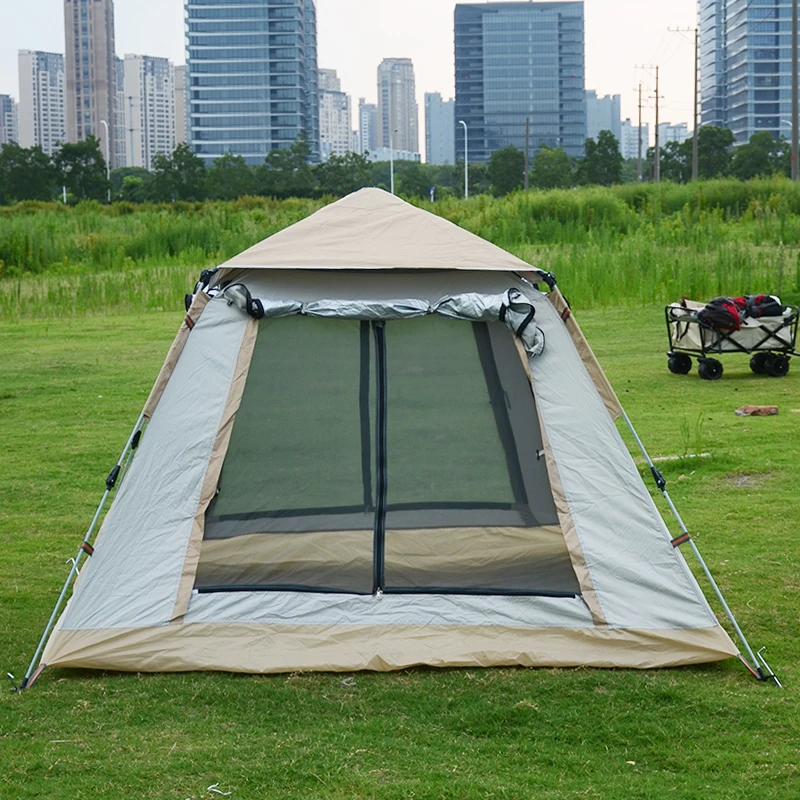 

Silver Oxford 210D Automatic Pop-up Camping Tent ODM OEM One Bedroom Structure For Outdoor Hiking Family Holidays Or Tourism