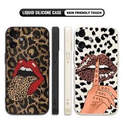 Hot Red Lip Leopard Print Phone Case For Xiaomi Mi 14T 13 12 12T 11 10T Poco X5 F5 M5 X4 M4 X3 M3 Lite Pro 4G 5G Back Cover
