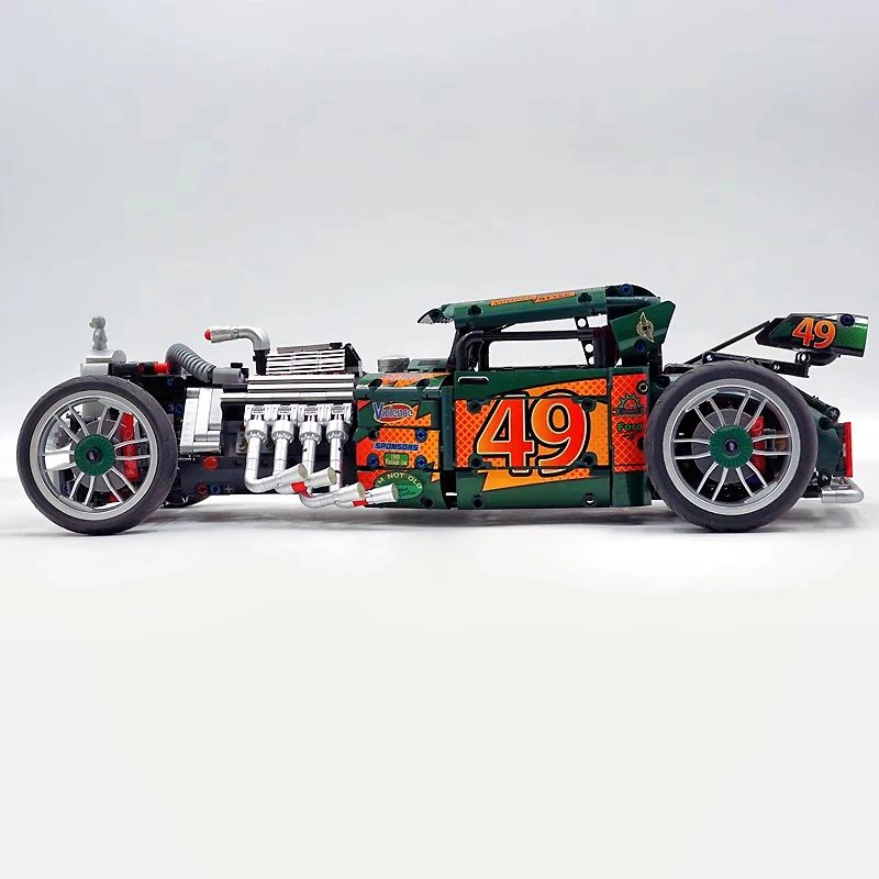 

10509 технический классический контроль, винтажные автомобильные строительные блоки, управление через приложение, киберпанк, автомобиль, кирпичи, модель игрушки, подарки на день рождения для детей