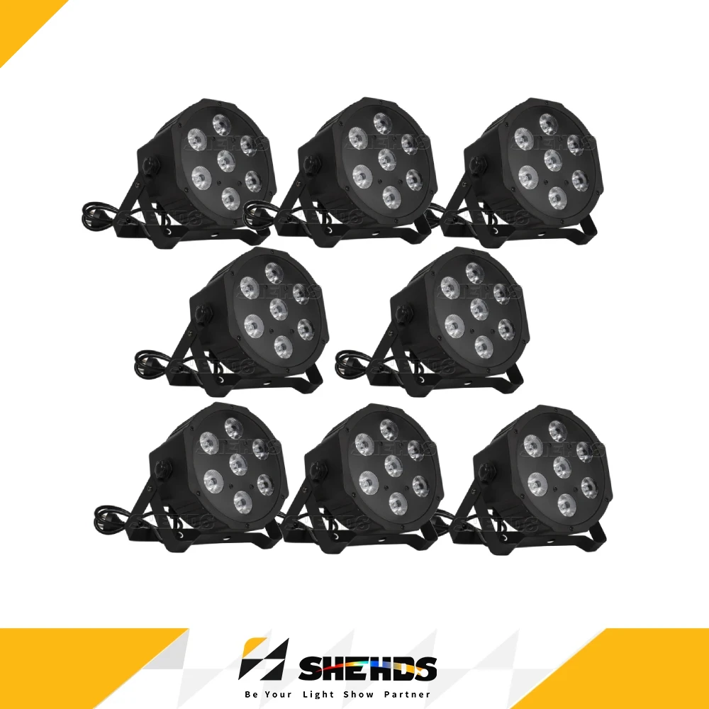 SHEHDS 4/6/8pcs Projecteur LED plat 7x12W RGBW avec prise fixe, ventilateur ultra-silencieux, garantie 2 ans, pour discothèque, club familial, scène, fête d'anniversaire, éclairage d'effet de scène