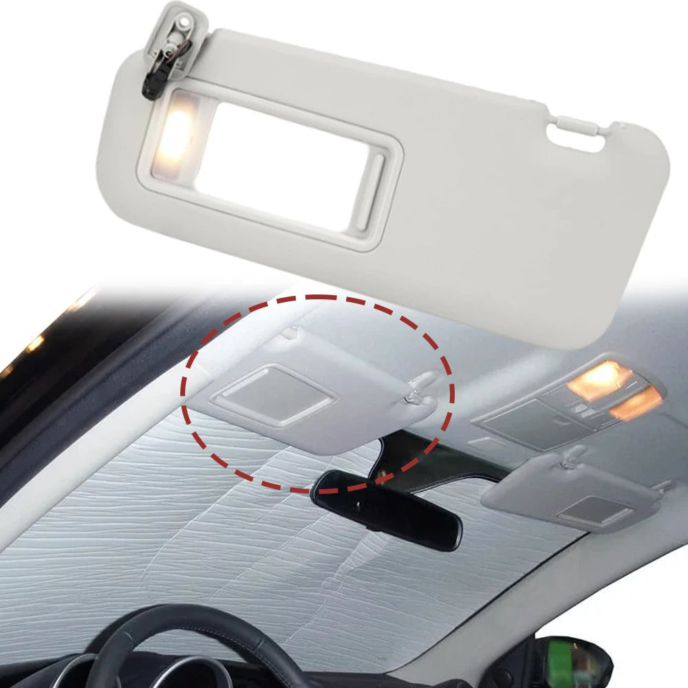 

Car Front Sun Visor Panel with Mirror and Light Left/Right Side Grey Car Sunscreen Shade for Mazda 3 2010 2011 2012 2013