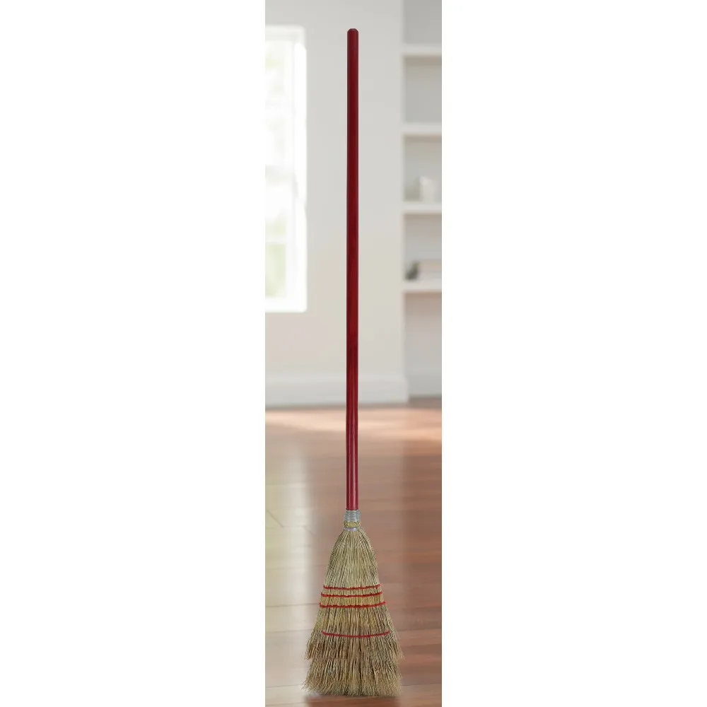 

Eco-Friendly Corn Fiber Broom for Home Cleaning, 39" Red Toy Broom with Dust-Trapping Fibers, Kids & Adults Use