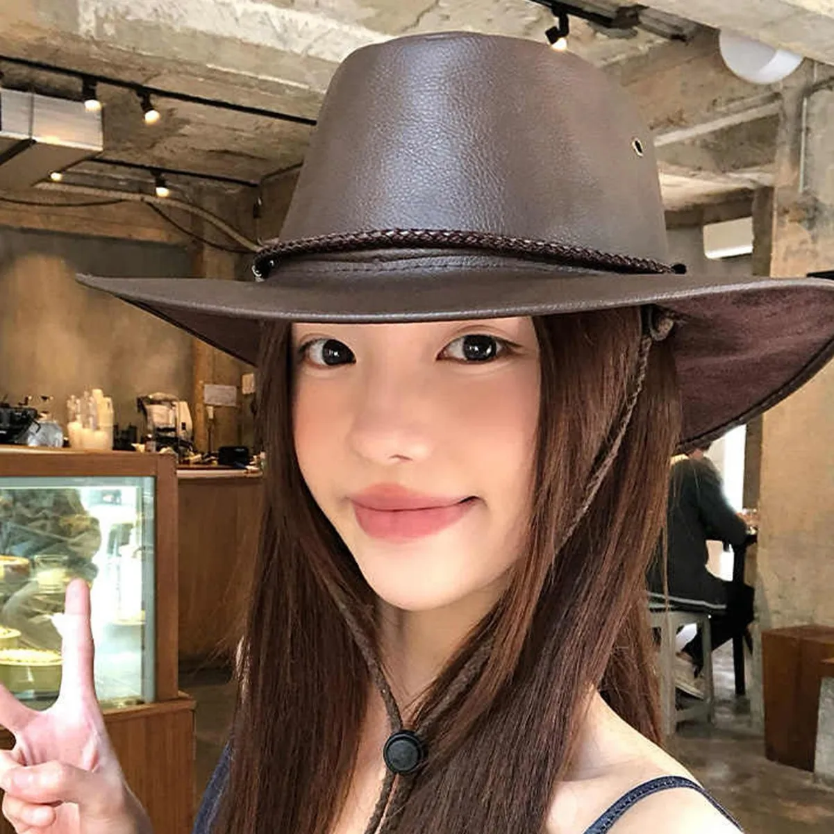 

American Retro Western Cowboy Hat Women Outdoor Horseback Riding Travel Sun Shade Sunscreen Hat Mountaineering Hat PU Soft
