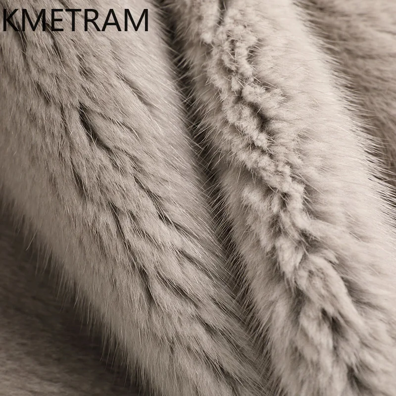 سترة نسائية كاملة من فرو المنك لعام 100% معطف فرو حقيقي رمادي فاخر مع غطاء محرك السيارة ملابس شتوية للنساء سترات فروي 2025 šğaba vrouwska