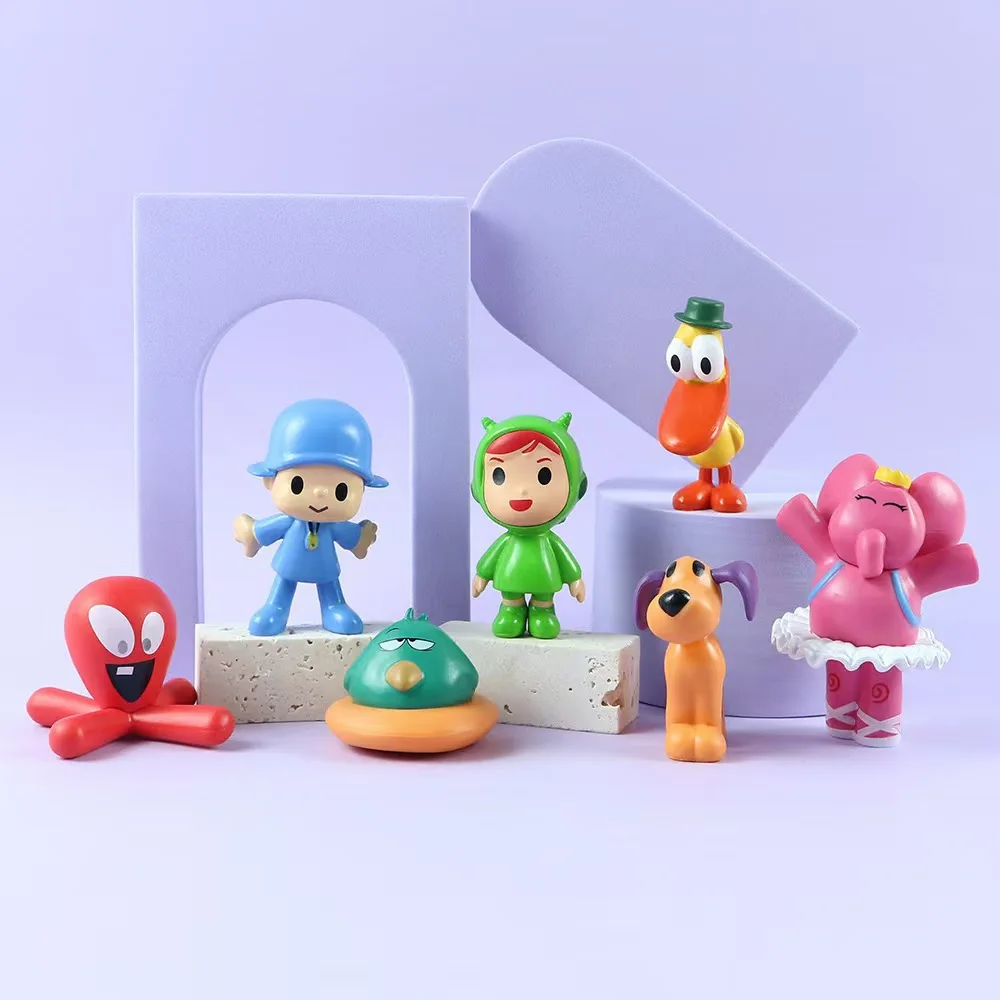 

7Pcs/Set Cute Pocoyo Animal Toy Bird Duck Elephant Doll Toy Model Scene Ornaments Anime Action Figure Cartoon Pvc Figurine Gifts