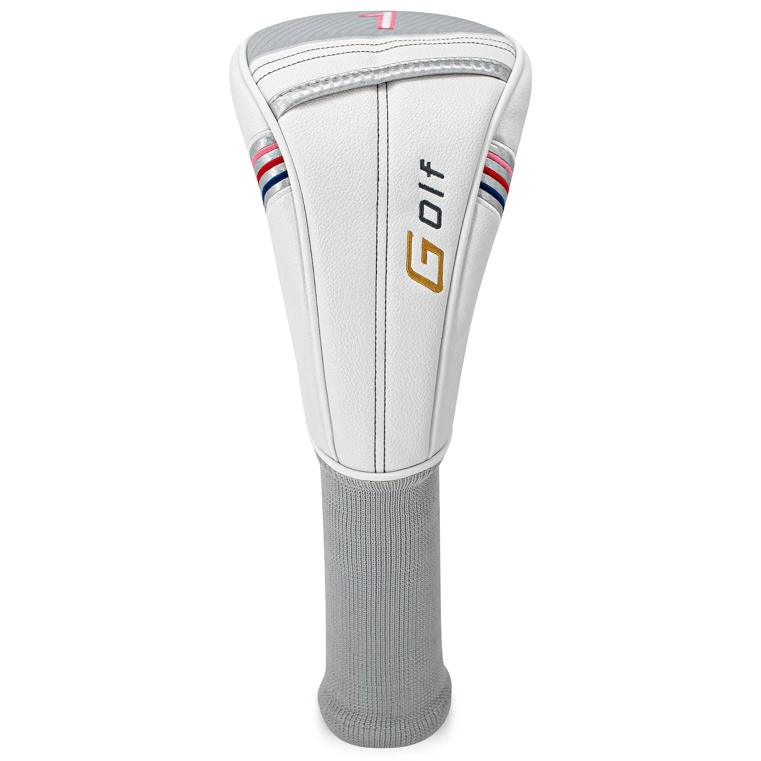 A Stylish Wooden Club Cover in Soft Pink And White - a Protective And Trendy Item for Golfers And Fans of Pastel Fashion