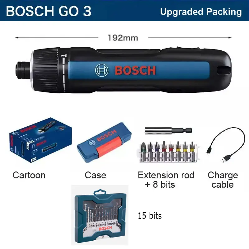 

BOSCH GO 3 Cordless Electric Screwdriver Mini Screwdrivers 3.6V Internal Electricity With USB Charging Cable Screw Power Tools