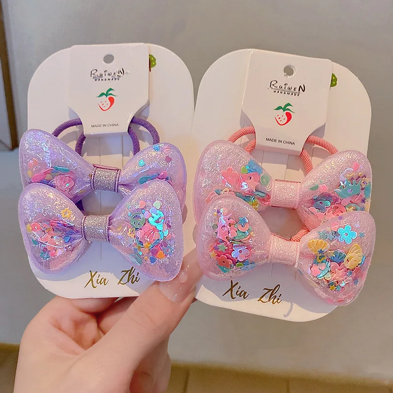 

2 шт., Детские эластичные резинки для волос с бантом