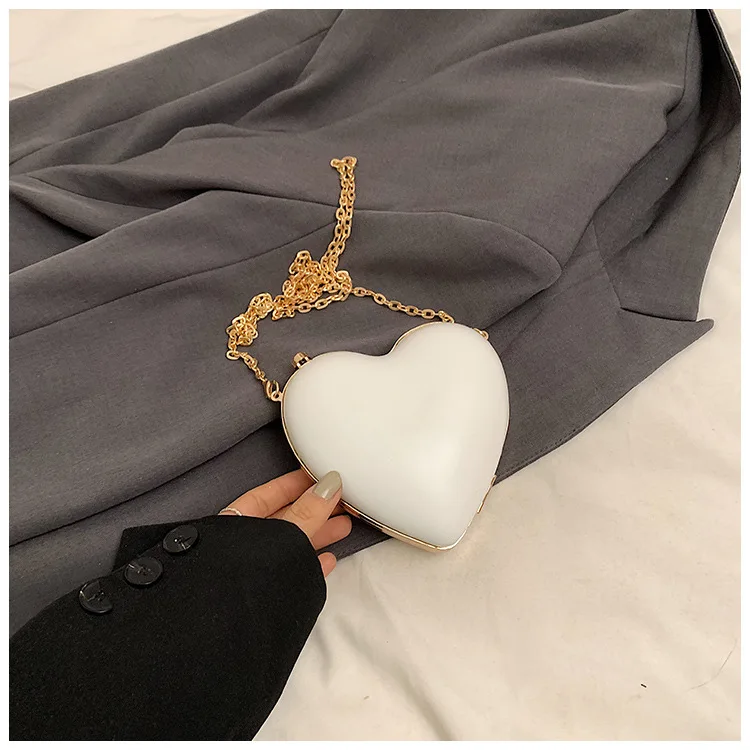 Cute Heart Shaped Small Bag Women\'s Spring/Summer New Fashion Chain Box Bag Single Shoulder Crossbody Bag