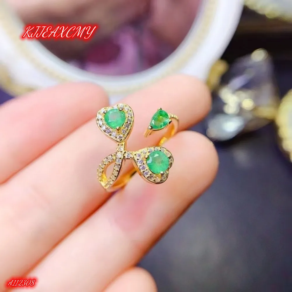 

KJJEAXCMY Brand Boutique Women's Luxury Jewelry Ring 925 Sterling Silver Natural Grandmother Emerald Girl