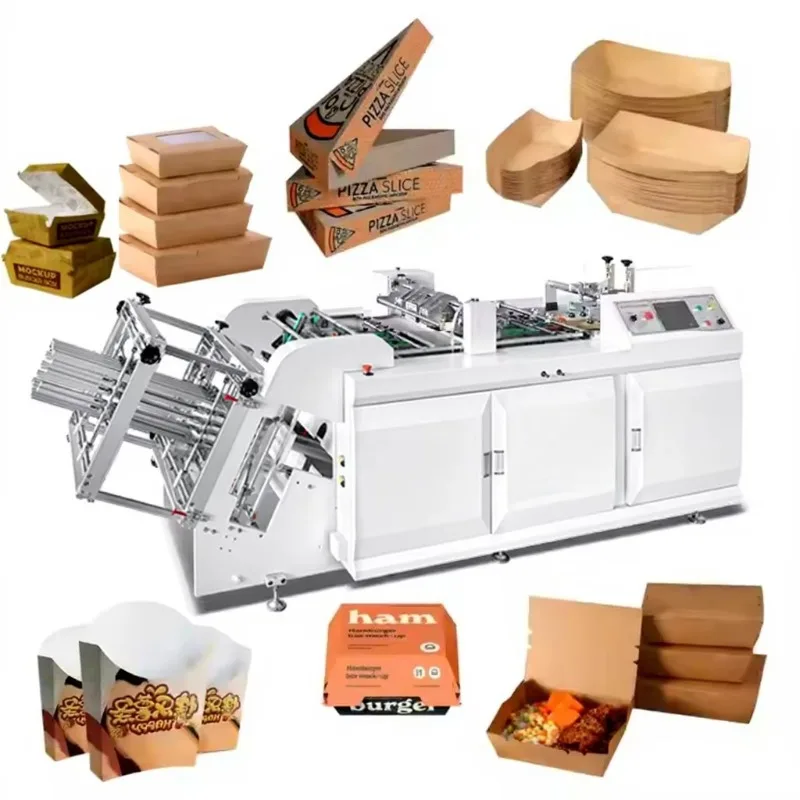 Automatic High Speed Paper Box Forming Equipment 180pcs/min Hamburger Carton Erecting Unit Disposable Lunch Box Maker Sale