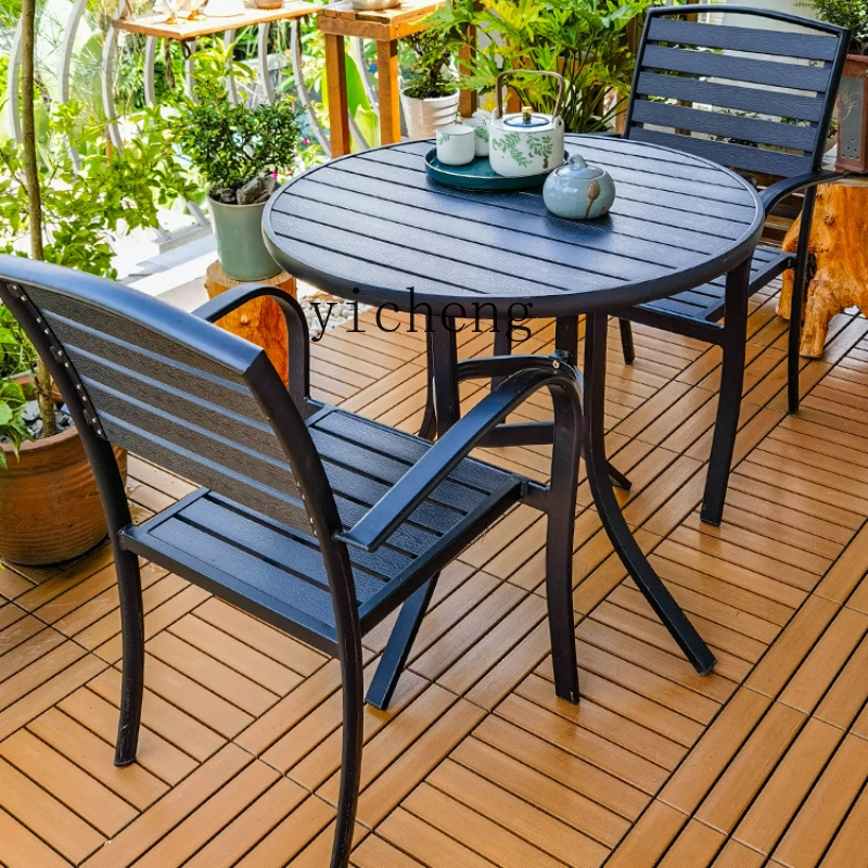 

Zc Balcony Small Tables and Chairs Garden Tea Table Combination Leisure Chair Terrace Three-Piece Tables and Chairs