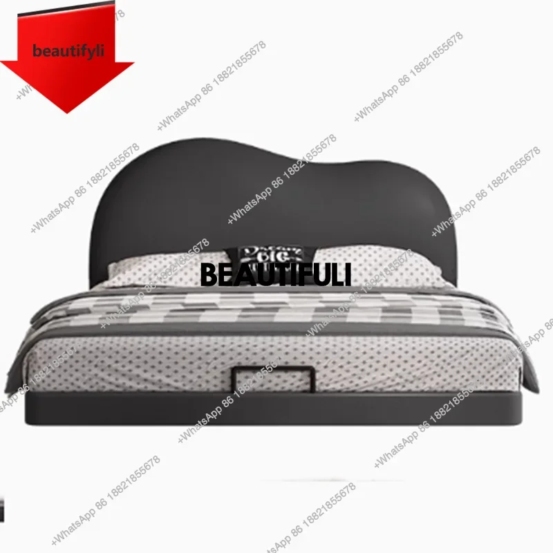 

Q181 Simple Double Bed Bedroom Italian Big Wooden Twin Double Bed Queen Frame Modern Letto Matrimoniale Home Furniture lll