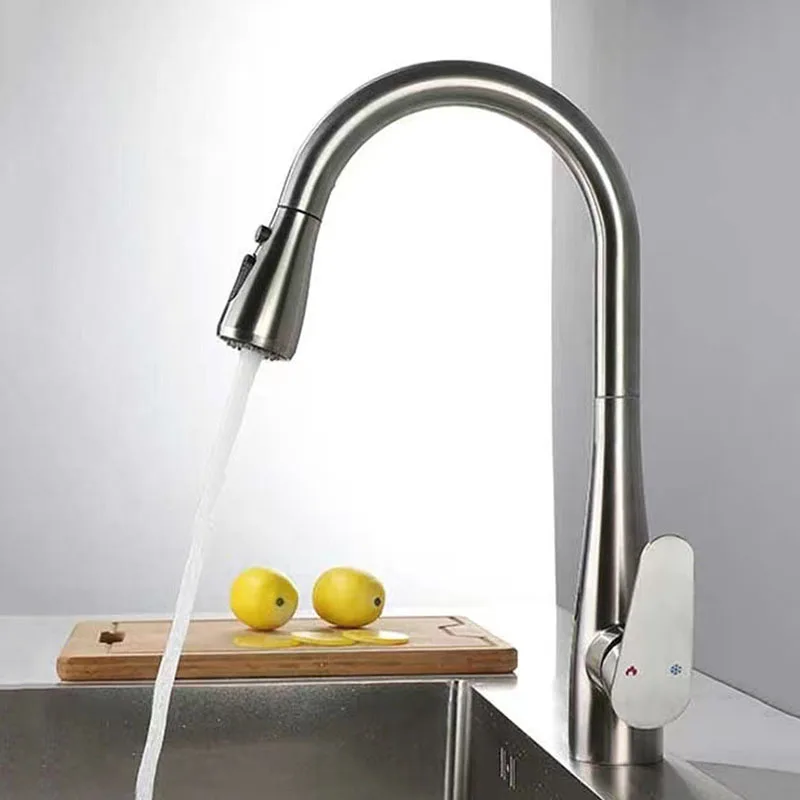 Nickel Smart Touchless Kitchen Faucet 304 Stainless Steel Poll Out Smart Sensor Hot and Cold Water Mixer Kitchen Sink Faucet