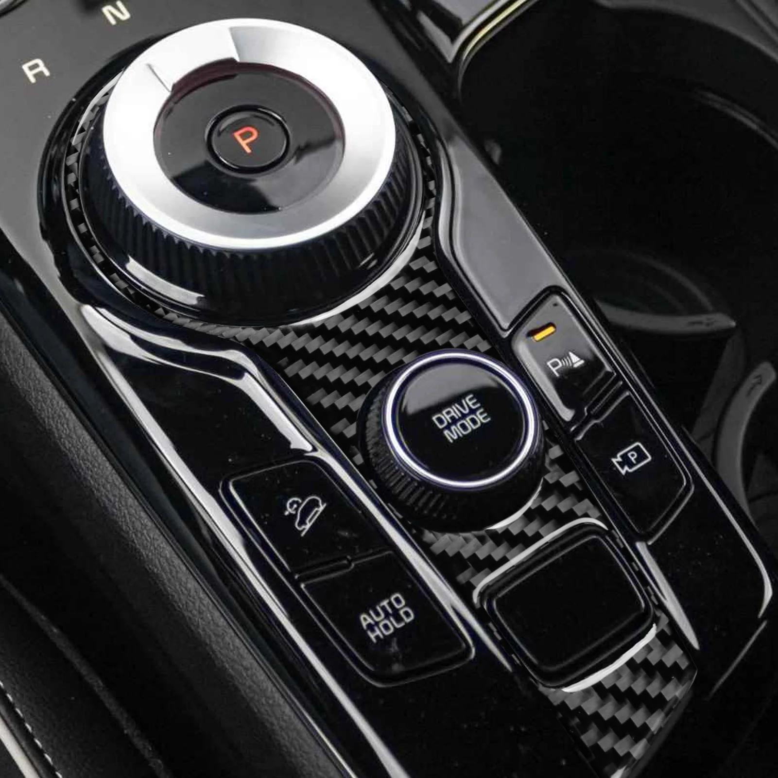 Real Carbon Fiber Car Accessories Parking Gear Trim Decorative Soft Cover Sticker For Kia Sportage NQ5 2022 2023 2024 2025